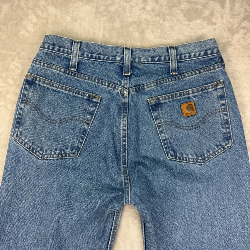 Vtg Carhartt Jeans Mens 34x34 (32x34) Blue Relaxed Straight Fit Workwear Denim